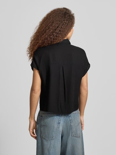 PIECES regular fit overhemdblouse van mix van viscose en linnen model 'PIA' Zwart - 5
