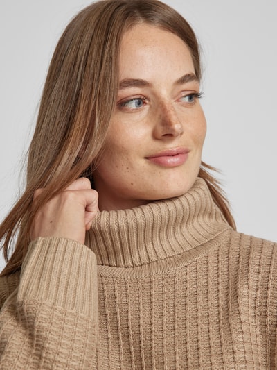 Vero Moda Regular Fit Rollkragenpullover aus Baumwoll-Mix Modell 'OMEGA' Taupe 3