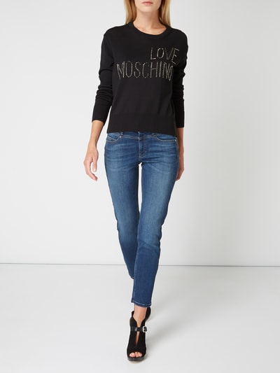 Love Moschino Pullover mit Logo aus Nieten Black 1