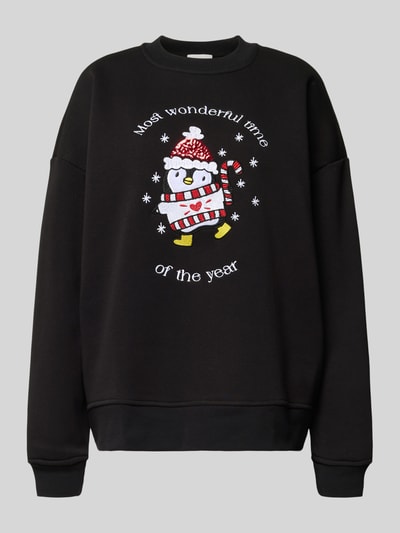 LeGer by Lena Gercke Sweatshirt met motiefstitching, model 'Viola' Zwart - 2