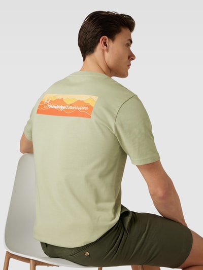 Knowledge Cotton Apparel T-shirt met labelprint Lichtgroen - 3