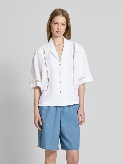 Christian Berg Woman Bluse mit überschnittenen Schultern und Kentkragen Weiss 4