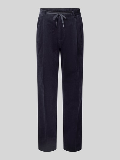 MCNEAL Regular fit corduroy broek met bandplooien Marineblauw - 2