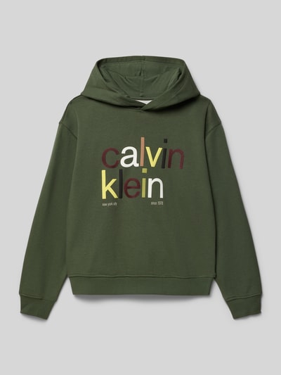 Calvin Klein Jeans Hoodie mit Label-Print Oliv 1