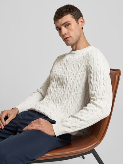 Christian Berg Men Strickpullover mit Rundhalsausschnitt Offwhite 3