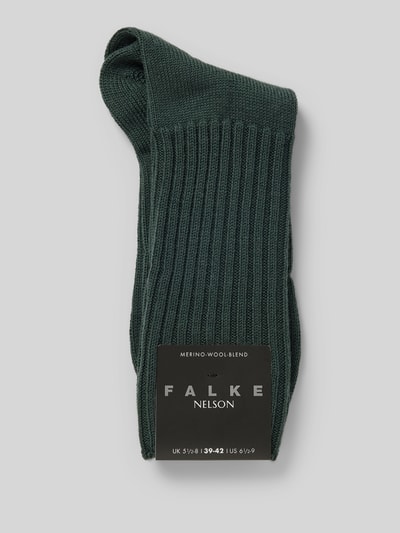 Falke Socken aus Schurwoll-Mix mit Label-Detail Modell 'Nelson' Dunkelgruen 3