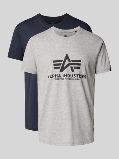 Alpha Industries T-Shirt mit Label-Print im 2er-Pack Hellgrau Melange 2