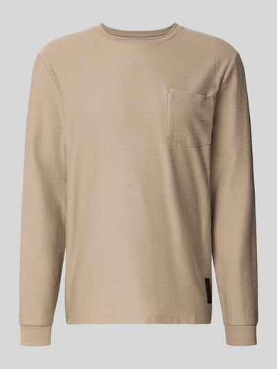 Tom Tailor Denim Bluzka o kroju regular fit z mieszanki bawełny z długim rękawem i fakturowanym, tkanym wzorem Orzechowy 2