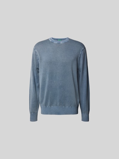 Produktfoto, Relaxed Fit Pullover in Strick-Optik von ANNARR in Blau, Reine Baumwolle, Rundhalsausschnitt, elastische Abschlüsse, Rückenlänge 70 cm bei Größe M
