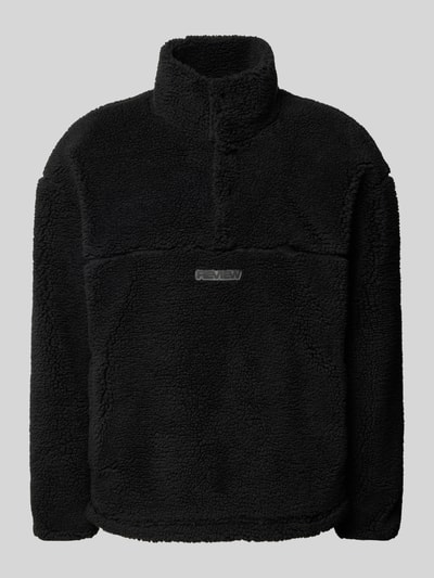 REVIEW Sherpa jacket met labelpatch Zwart - 1