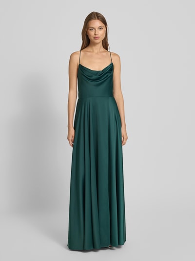 V.M. Abendkleid aus Satin mit Spaghettiträgern Dunkelgruen 4