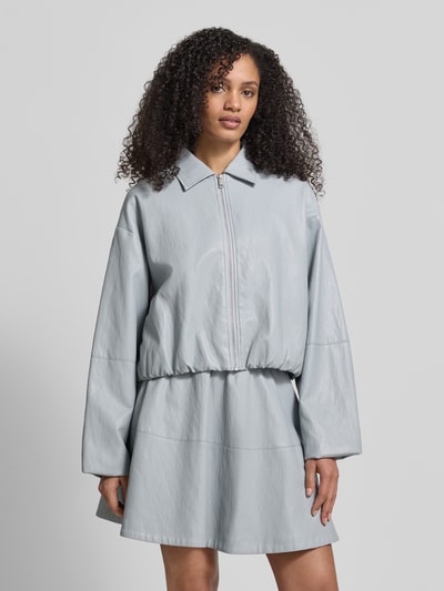Jake*s Casual Kunstlederjacke mit Umlegekragen Hellblau 4