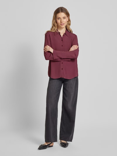 Patrizia Pepe Blouse van viscose met platte kraag Bordeaux - 1