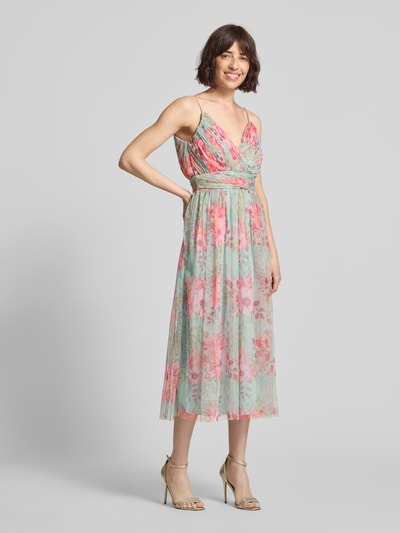 Lace & Beads Cocktailkleid aus Mesh mit Taillenband Hellblau 1