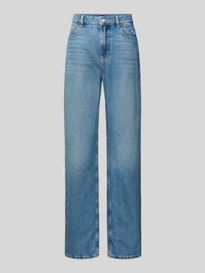 Produktfoto, Regular Fit Straight Jeans aus reiner Baumwolle Modell 'ADA' von BOSS, unifarbener Denim in Hellblau, 5-Pocket-Design, High Waist
