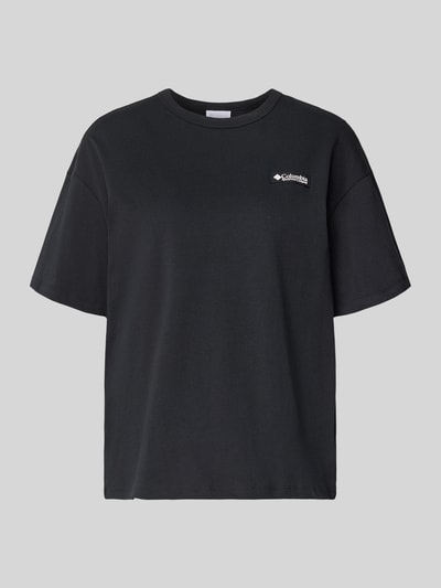 Produktfoto, schwarzes T-Shirt aus reiner Baumwolle mit Modell 'CSC™' von Columbia, locker geschnitten, Label-Print, Omni-Shade UPF 30