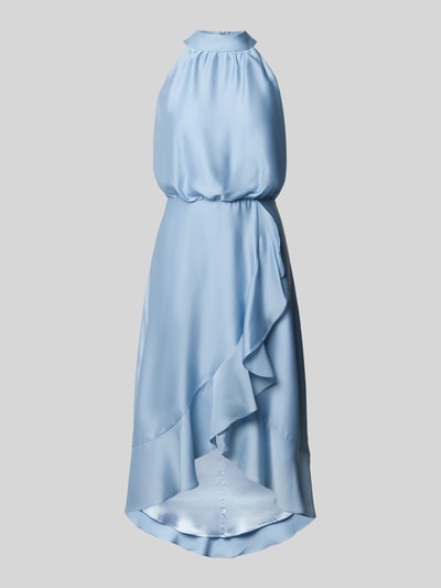 Produktfoto, jasnoniebieski Cocktailkleid mit Stehkragen und Volants von SWING, satyna, A-linia, długość midi, Szerokość w rozmiarze 36: 42 cm, długość pleców w rozmiarze 36: 125 cm