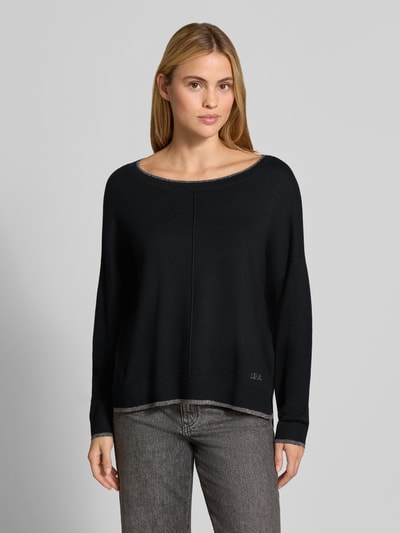 Liu Jo White Sweter o kroju relaxed fit z mieszanki wiskozy model 'MAGLIA CHIUSA' Czarny 4