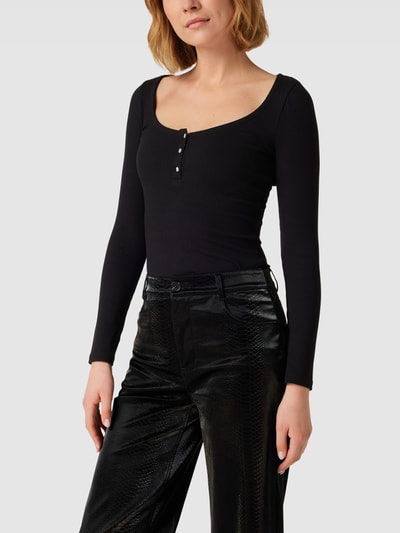 GUESS Longsleeve mit Strukturmuster Modell 'KARLEE' Black 4