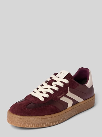 Produktfoto, Sneaker aus echtem Leder von Tamaris in Dunkelrot und Weiß mit weißer Sohle, Damen Sneaker von Tamaris