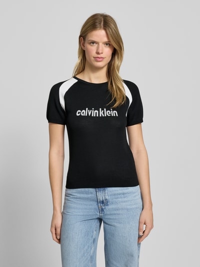 Calvin Klein Jeans Strickshirt mit Label und Rundhalsausschnitt Black 4