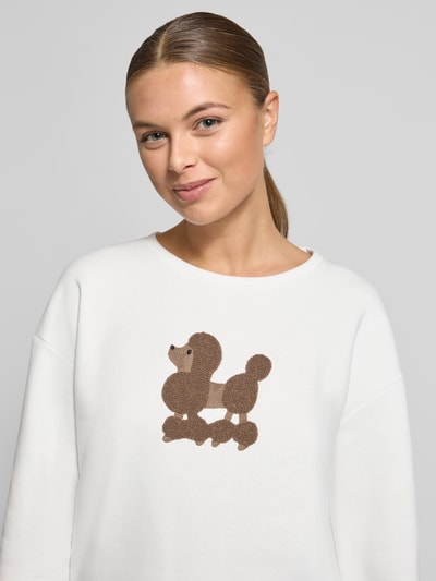 More & More Bluza z motywem i okrągłym dekoltem Złamany biały 3