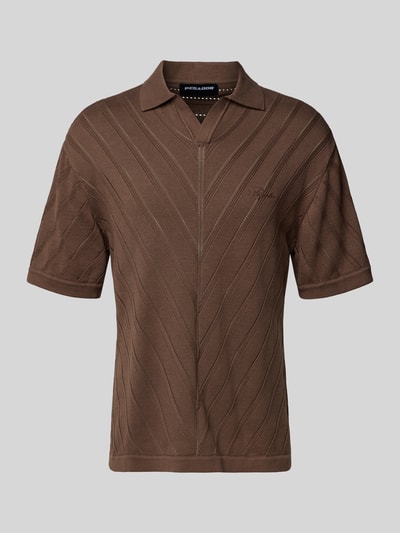 Pegador Gebreid poloshirt met labelstitching, model 'Canva' Donkerbruin - 2