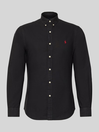 Produktfoto, Slim Fit Freizeithemd aus reiner Baumwolle von Polo Ralph Lauren, krój slim fit, efekt: jednolity kolor, kołnierzyk typu button down, listwa guzikowa na całej długości, wyhaftowane logo, długi rękaw, zakończenie: zaokrąglony dół, mankiety sportowe, materiał: bawełna