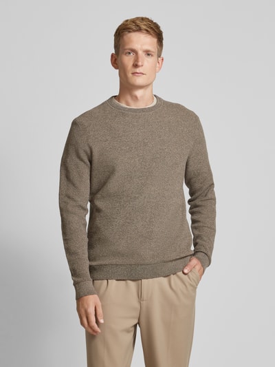 SELECTED HOMME Strickpullover mit gerippten Abschlüssen Modell 'ROSS' Mittelgrau 4