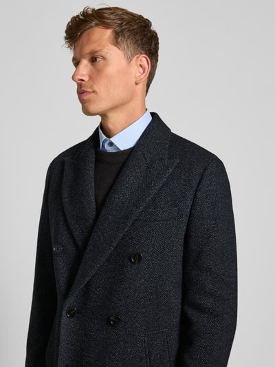 Christian Berg Men Regular fit lange jas met reverskraag en wol Antraciet - 3