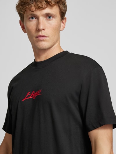 HUGO Regular fit T-shirt met ronde hals, model 'Dlogotee' Zwart - 3