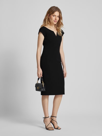 Max Mara Studio Knielanges Kleid mit V-Ausschnitt Modell 'VISBY' Black 1