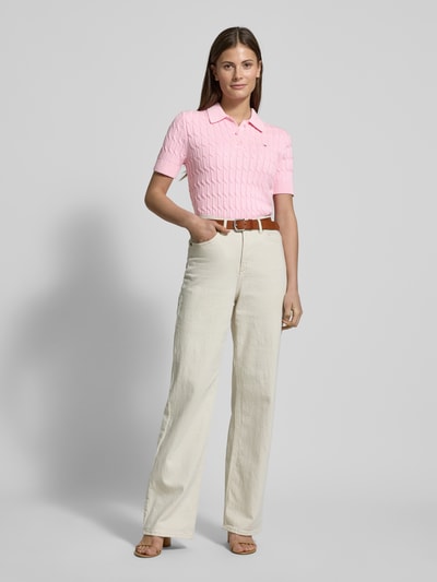 Tommy Hilfiger Strickshirt mit Zopfmuster Pink 1