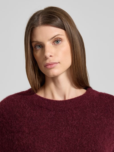 American Vintage Sweter z dzianiny o kroju oversized z prążkowanymi wykończeniami model ‘VITOW’ Bordowy melanż 3