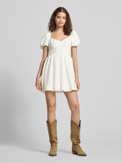Gina Tricot mini-jurk met bloemige stitching met gaatjes Offwhite - 1