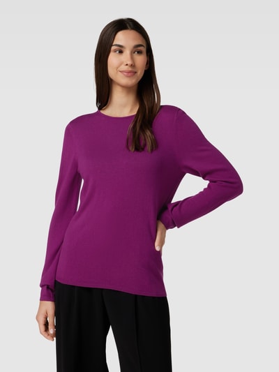 Marc O'Polo Strickpullover mit geripptem Rundhalsausschnitt Fuchsia 4