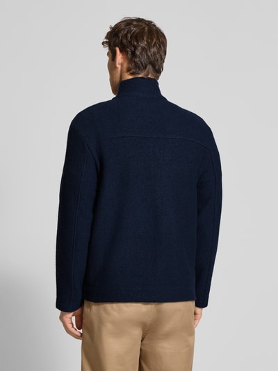 SELECTED HOMME Regular fit cardigan van zuivere wollen bouclé, model 'NEALY' Donkerblauw - 5