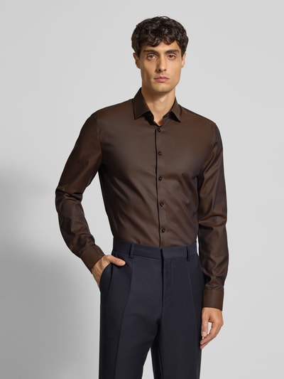 OLYMP No. Six Koszula biznesowa o kroju Super Slim Fit z kołnierzykiem typu kent Średniobrązowy 4