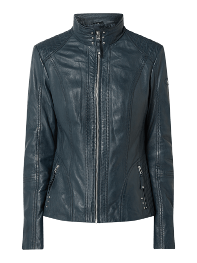 Cabrini Leren jas in bikerlook  Marineblauw - 2