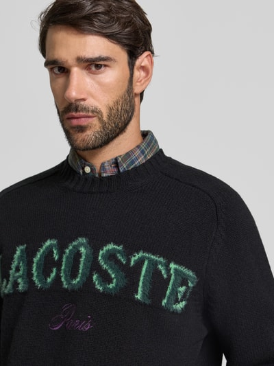 Lacoste Relaxed Fit Strickpullover aus Woll-Mix Black 3