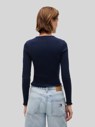 Tommy Jeans Bluzka z długim rękawem o kroju slim fit z mieszanki bawełny Ciemnoniebieski 5