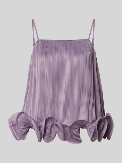 Productfoto, lila dames top van YAS met Structuurpatroon, spaghettibandjes, regular fit, Model 'RIHANA', ruglengte maat 36: 32 cm