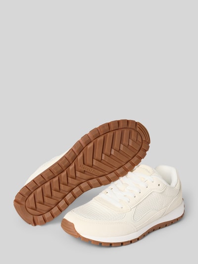 Productfoto, Low Top Sneaker aus Leder-Textil-Mix van Marc O'Polo in effen look, afgeronde neus, vlakke zool, labelprint, suède, mesh, rubberen profielzool