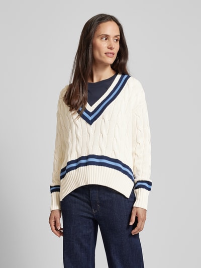 Polo Ralph Lauren Gebreide pullover met kabelpatroon, model 'CRICKET' Ecru - 4