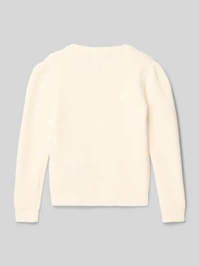 Guess Sweter z dzianiny z obszyciem ozdobnymi kamieniami Écru 3