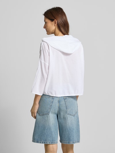 ZABAIONE Boxy Fit Bluse mit Kapuze und Tunnelzug Weiss 5