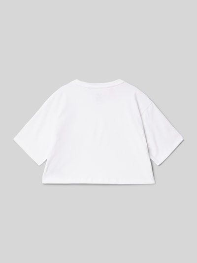 adidas Originals Cropped T-Shirt mit Label-Print Weiss 3