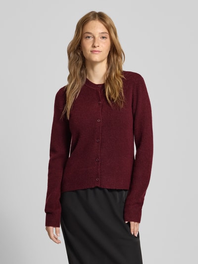 Pieces Kurtka z dzianiny o kroju regular fit z dodatkiem wełny model ‘MALOU’ Ciemnoczerwony melanż 4