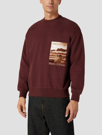 Marc O'Polo Sweatshirt mit Logo-Stitching Modell 'Placed Artwok Sweat' Bordeaux Rot 4