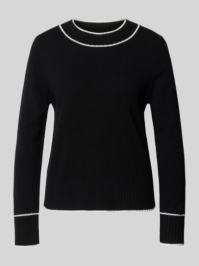 Marc Cain Regular Fit Pullover aus Wolle Alpaka mit Kontraststreifen Weiss 1
